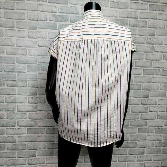 Madewell Womens‎ S Central Shirt Sadie Stripe Rolled Cuffed Sleeve Button Front - Picture 6 of 8